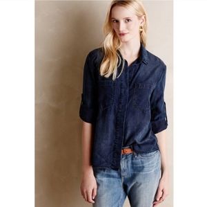 Anthro Cloth & Stone Lauralee Dark Chambray Top